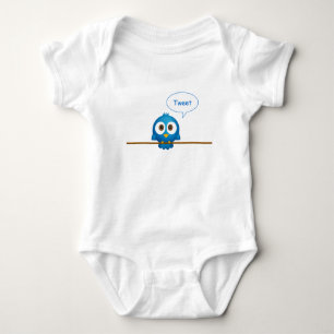 Blue twitter bird cartoon baby shirt