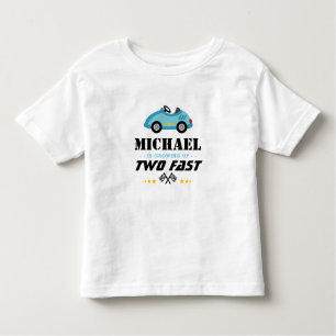 Blue Two Fast Race Car second birthday Toddler T-Shirt