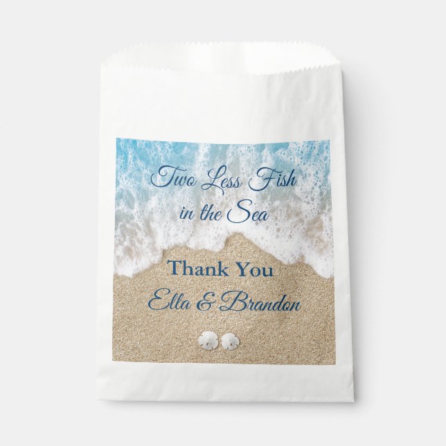 Blue Two Less Fish in the Sea Thank You Favour Bags (Front)
