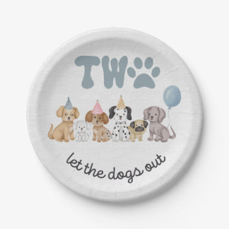 Blue Two Let the Dogs Out Party Plate