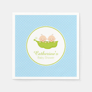Blue Two Peas in Pod Baby Shower Paper Napkin