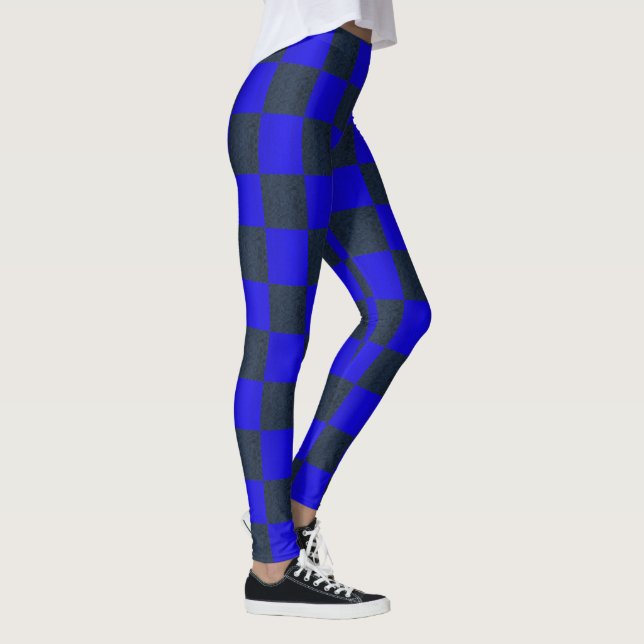 Blue Two Toned Checks Pattern, Leggings (Right)
