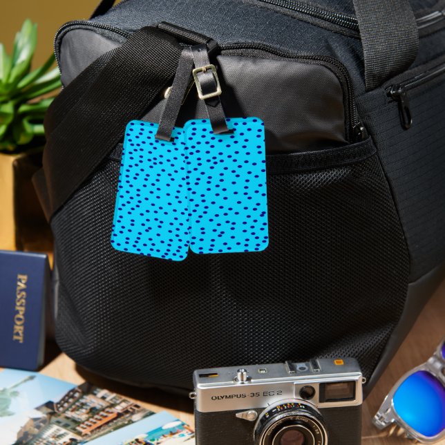 Blue Two Toned Polka Dots  Luggage Tag (Front & Back)