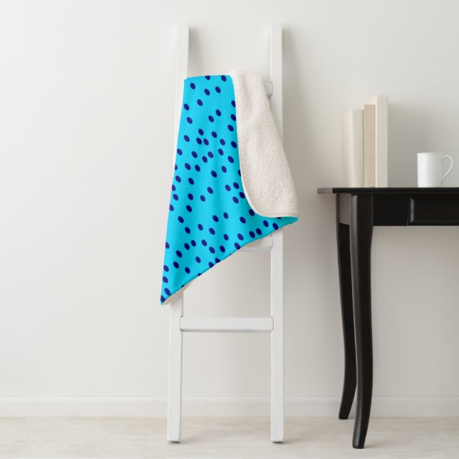 Blue Two Toned Polka Dots  Sherpa Blanket (In Situ)