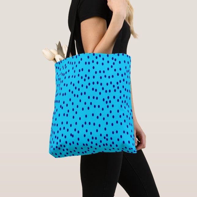 Blue Two Toned Polka Dots  Tote Bag (Close Up)
