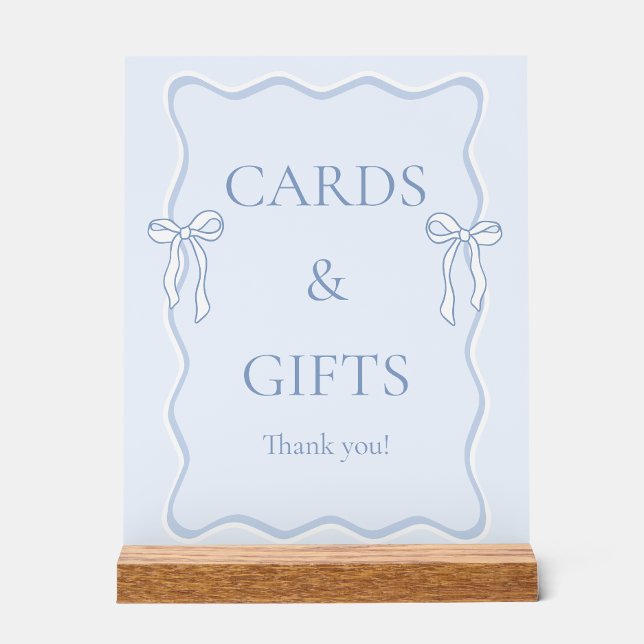 Blue Tying the knot Bridal Shower Cards & Gifts Acrylic Sign (Creator Uploaded)