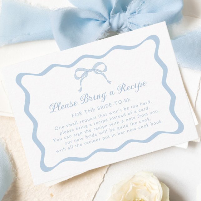 Blue Tying the Knot Bridal Shower Recipe Request Enclosure Card (Creator Uploaded)