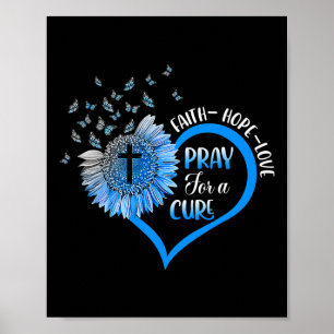Blue Type One Diabetes  Heart Butterfly Religious  Poster