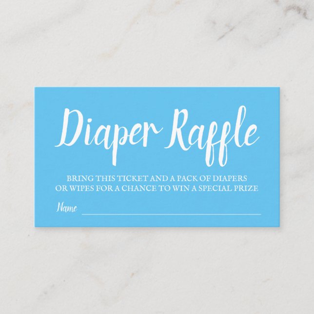 Blue Typography Diaper Raffle Enclosure Card (Front)
