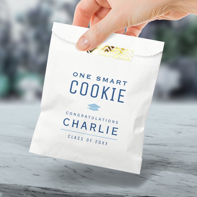 Blue Typography One Smart Cookie Graduation  Favour Bags (Blue Typography One Smart Cookie Graduation Favor Bag)