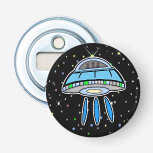 Blue UFO with Starry night Outer Space Bottle Opener