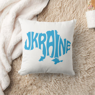 Blue Ukrainian map with inscription Ukraine Cushion