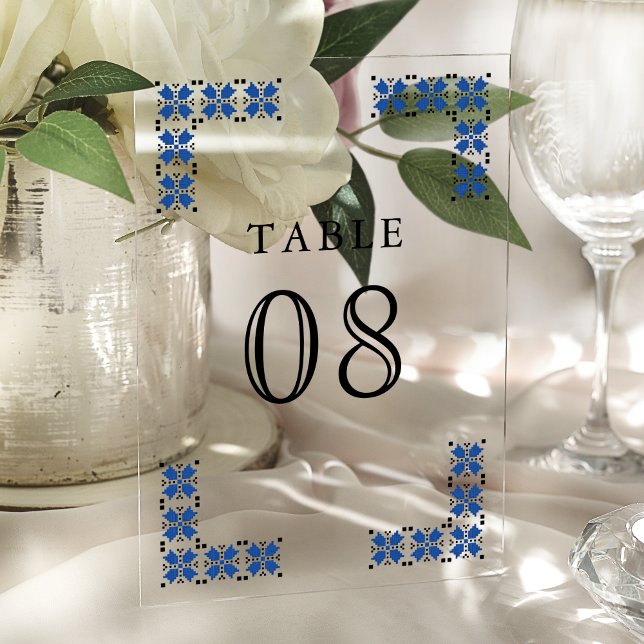 Blue Ukrainian Wedding Acrylic Table Number (Creator Uploaded)