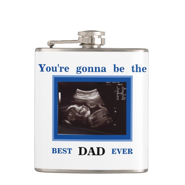 Blue Ultrasound You"re Gonna be the Best Dad Hip Flask (Front)