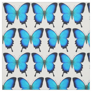 Blue Ulysses Swallowtail Butterfly Fabric