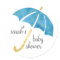Blue Umbrella Baby Shower Favour Stickers