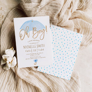 Blue Umbrella of Love Sprinkle Baby Shower Invitat Invitation
