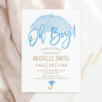 Blue Umbrella of Love Sprinkle Baby Shower Invitat