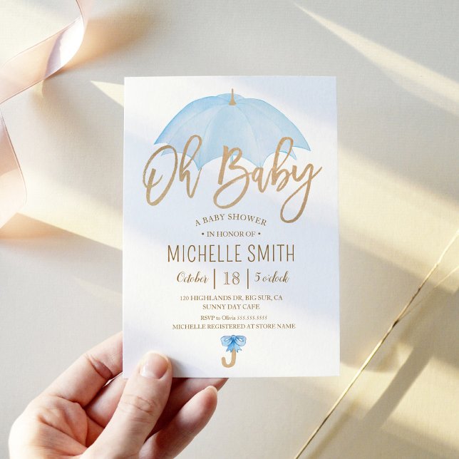 Blue Umbrella of Love Sprinkle Baby Shower Invitation (Creator Uploaded)