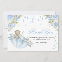 Blue Umbrella Teddy Bear Baby Sprinkle