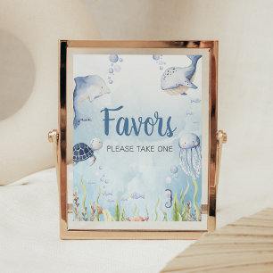 Blue Under the Sea Baby Shower Favors Sign