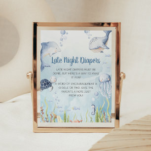 Blue Under the Sea Shower Late Night Diapers Sign