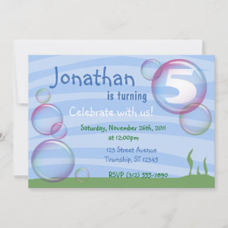 Blue Undersea Bubbles Child Birthday Invitations