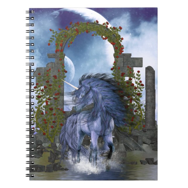 Blue Unicorn 2 Spiral Notebook (Front)