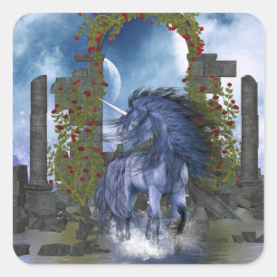 Blue Unicorn 2 Square Sticker