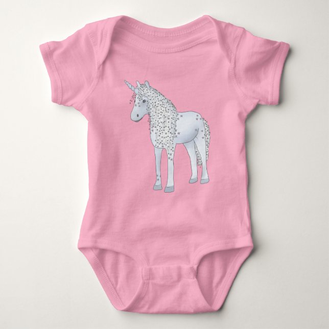 Blue unicorn baby bodysuit (Front)