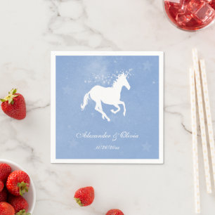 Blue Unicorn Bridal Shower Napkin