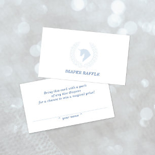 Blue Unicorn Bust Diaper Raffle Enclosure Card