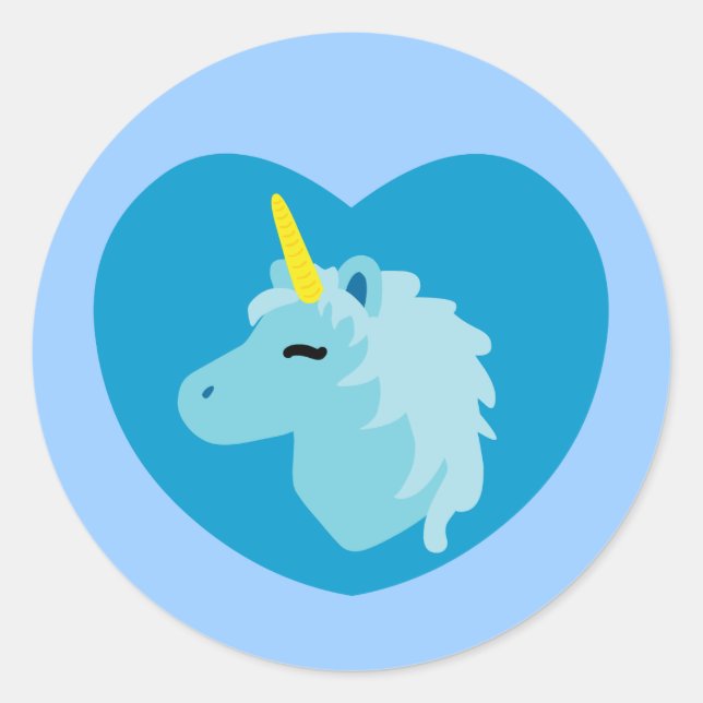 Blue Unicorn Classic Round Sticker (Front)
