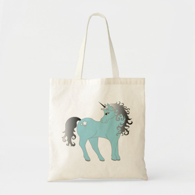 Blue unicorn fantasy tote bag (Front)