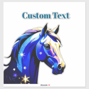 Blue Unicorn Head Portrait in Starry Night Space