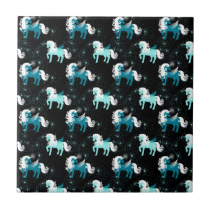 Blue Unicorn Horse Universe Star Constellation Tile