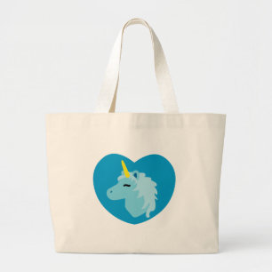 Blue Unicorn Large Tote Bag