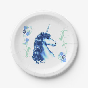 Blue Unicorn Paper Plates