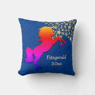 Blue UNICORN Personalised Keepsake Cushion