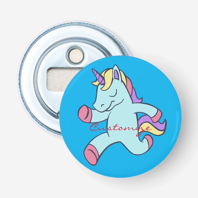 Blue Unicorn Running Thunder_Cove Bottle Opener (Front)