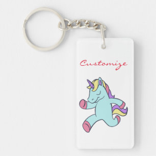 Blue Unicorn Running Thunder_Cove Key Ring