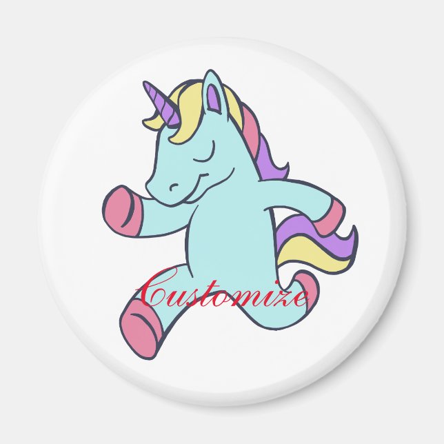 Blue Unicorn Running Thunder_Cove Magnet (Front)