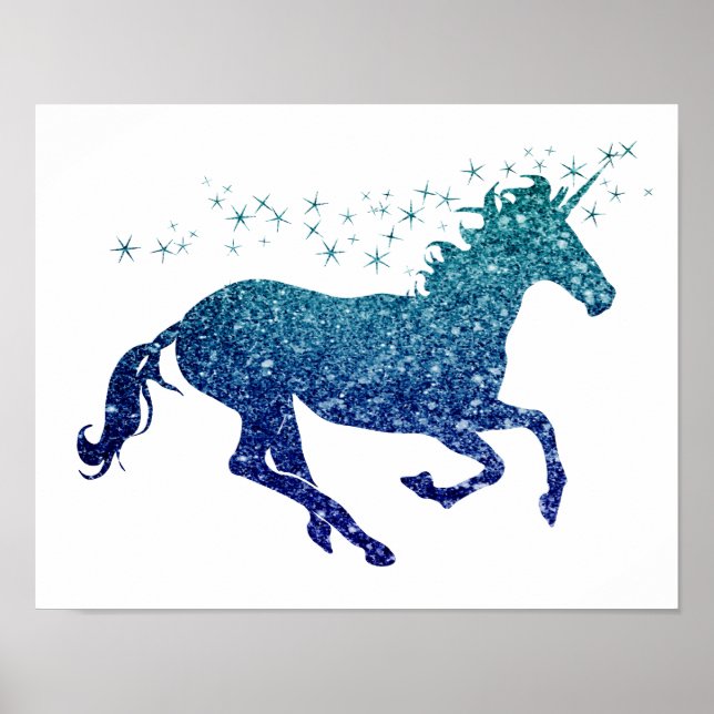 Blue Unicorn Sparkle Poster (Front)