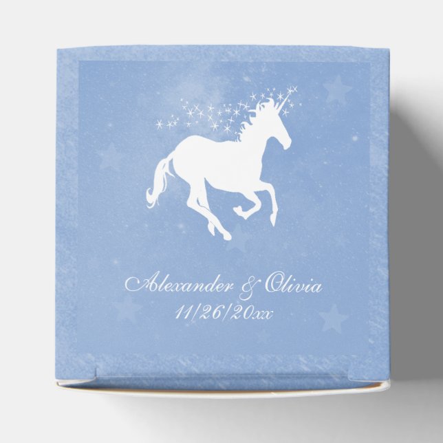 Blue Unicorn Wedding Favour Box (Top)