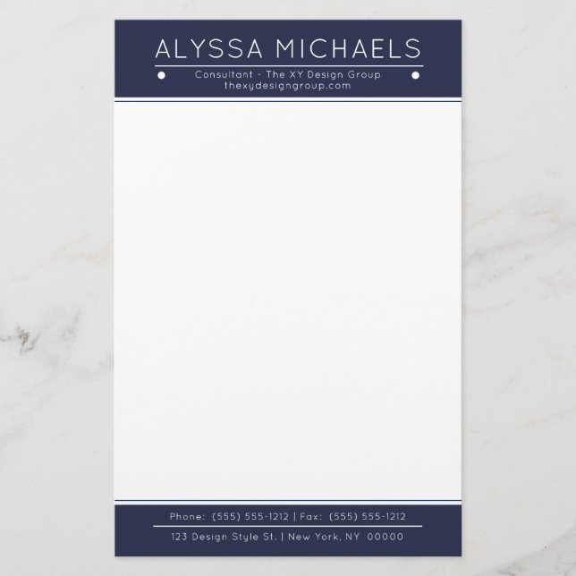 Blue Unisex Minimalist Modern Professional Stationery (Front)