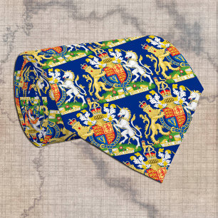 Blue United Kingdom Coat of arms, British Flag Tie