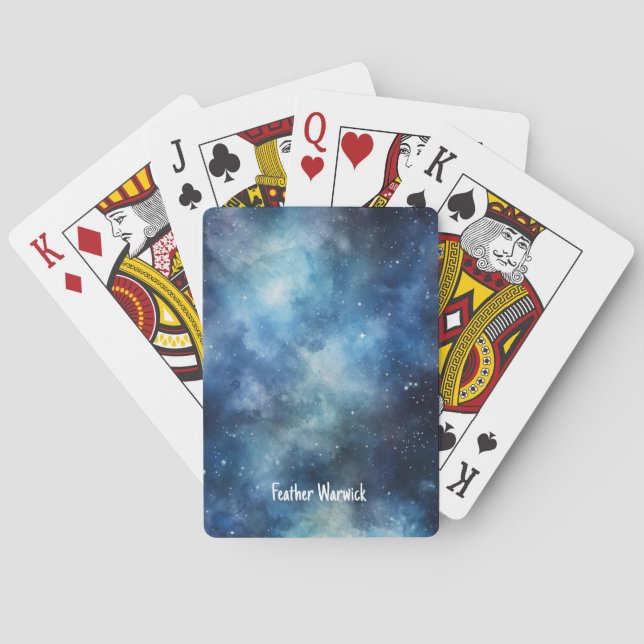 Blue Universe Celestial Clouds Playing Cards (Back)