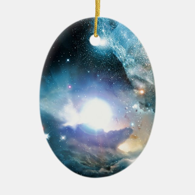 Blue Universe Cosmos Ceramic Tree Decoration (Front)