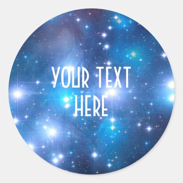 Blue Universe Stars + your ideas Classic Round Sticker (Front)