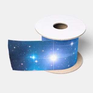 Blue Universe Stars + your ideas Satin Ribbon
